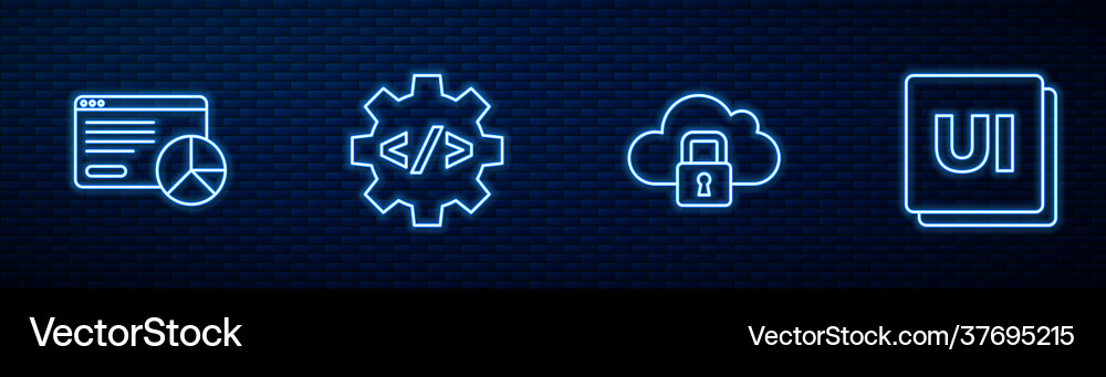 Set Line Cloud Computing Lock Website Statistik Set Line Cloud Computing Lock Website Statistik vektorbild