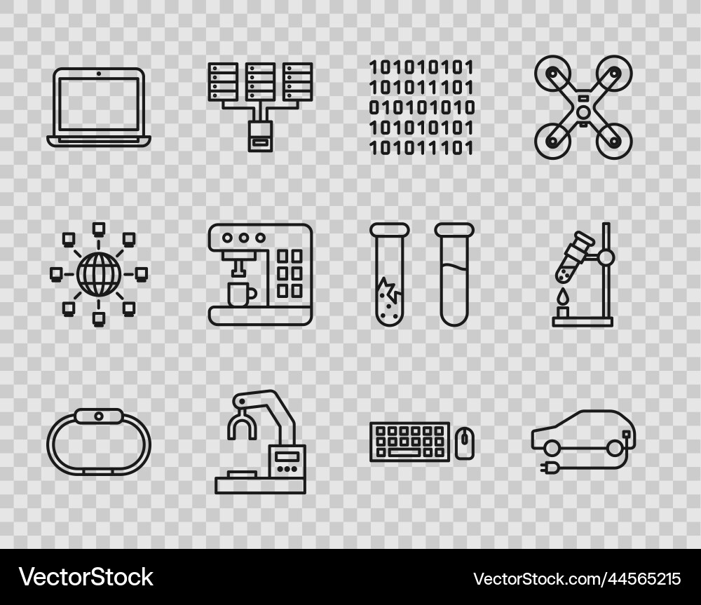 Set line smartwatch electric car binary code Set line smartwatch electric car binary code Vector Image