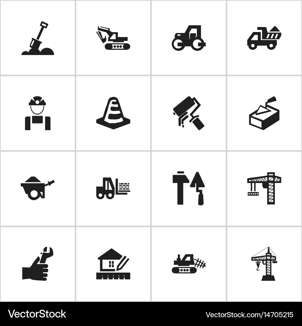 Set of 16 editable building icons includes vector image