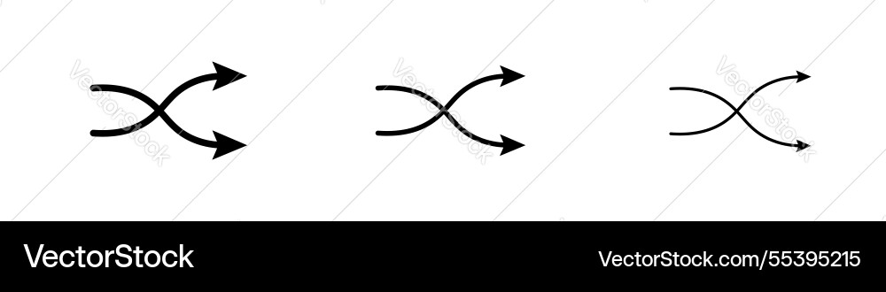 Shuffle icons in three different stroke lines Vector Image