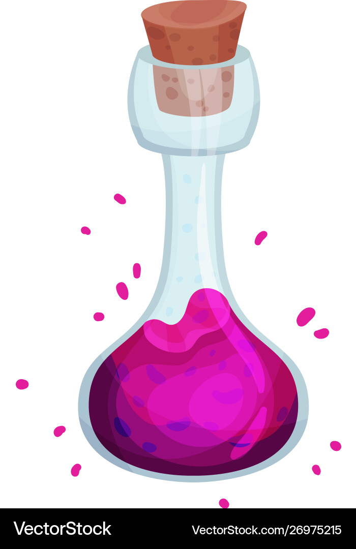Tall flask with a pink elixir Tall flask with a pink elixir vector image