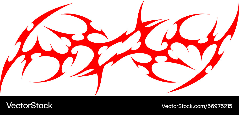 Tribal y2k graphic with gothic tattoo design red Tribal y2k graphic with gothic tattoo design red Vector Image