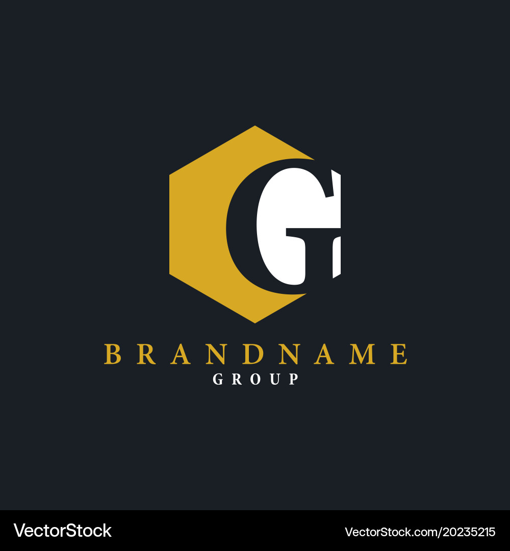 Unusual g logo inside polygon Royalty Free Vector Image