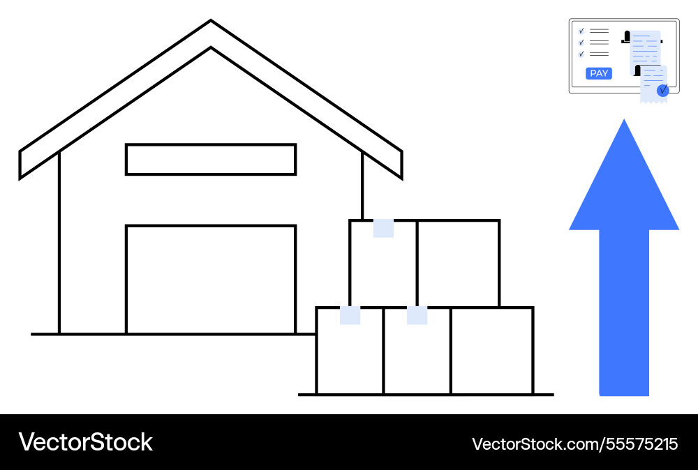 Warehouse and inventory crates with upward arrow Warehouse and inventory crates with upward arrow vector image