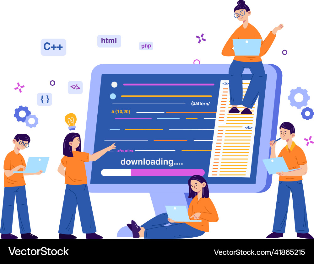 Website software developing app programmers team Website software developing app programmers team Vector Image