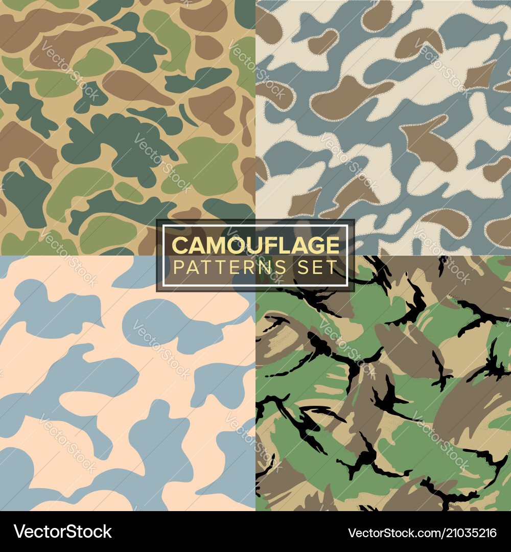 Camouflage pattern set four different textures Camouflage pattern set four different textures vector image