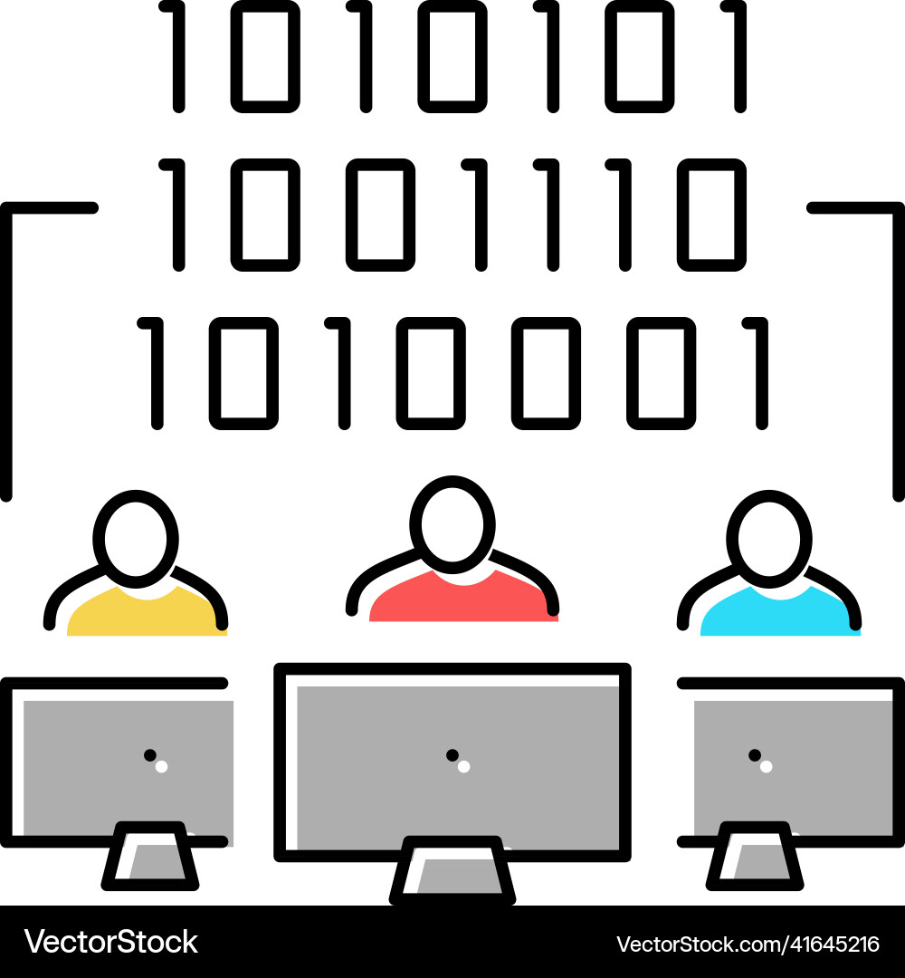Coding teamwork color icon Vector Image