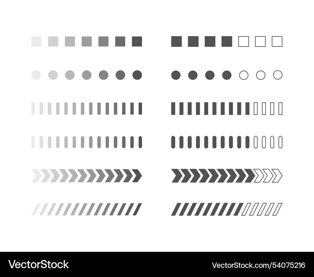 Collection loading bar status icon set of loaded Vector Image