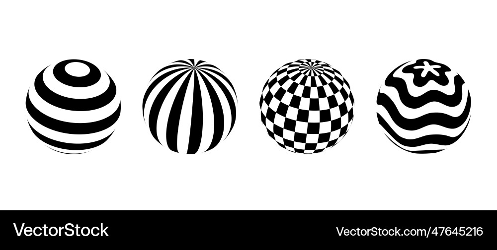 Collection of spheres with different patterns Vector Image