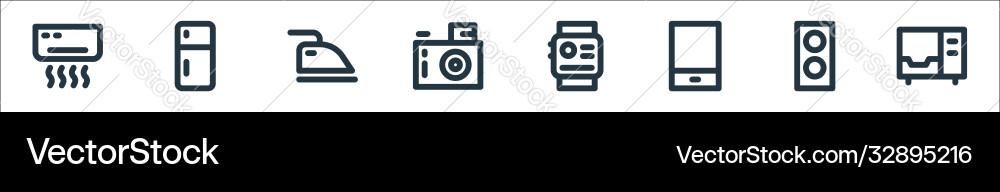 Electronics line icons linear set quality Electronics line icons linear set quality vector image