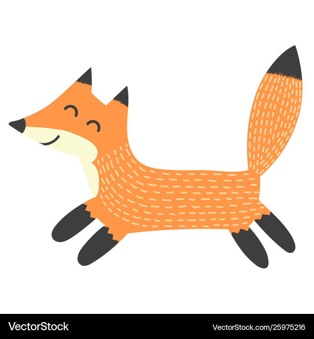 Funny running fox isolated element Vector Image