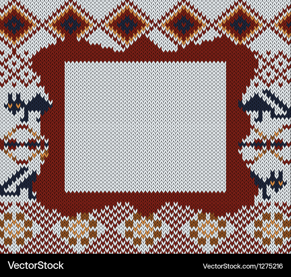 Knitted folk background with frame for your text vector image