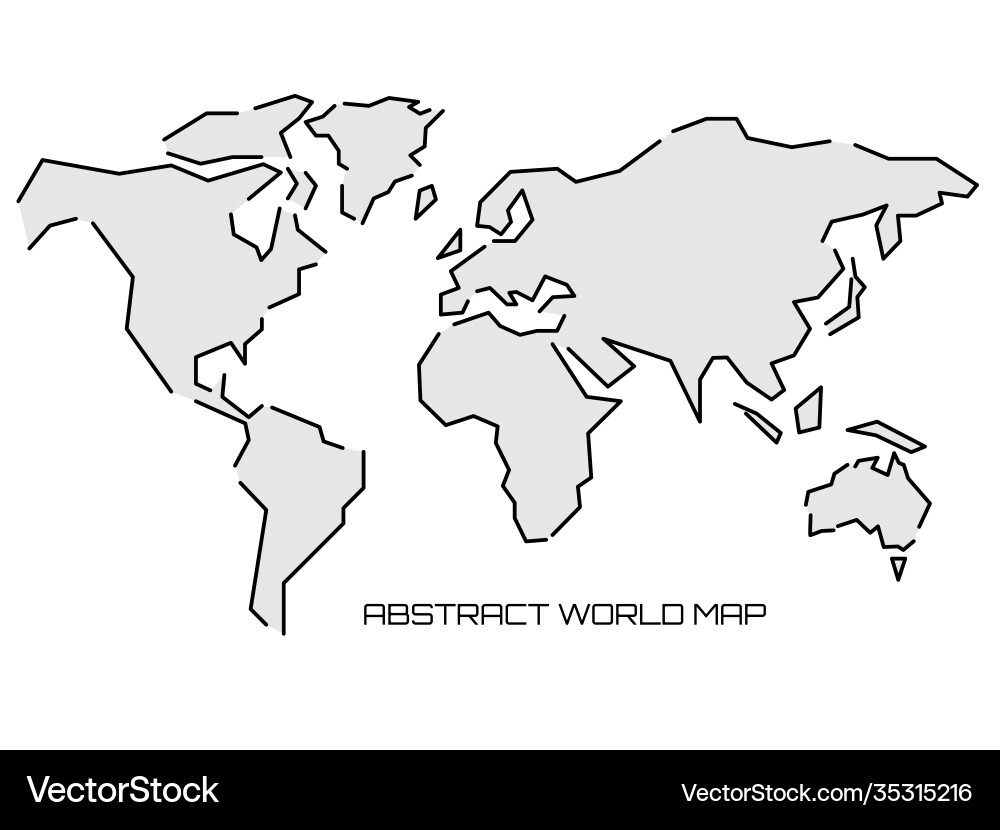 Linear silhouette world map outline minimal style Vector Image