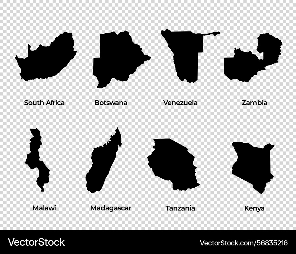 Map shape collection transparent background vector image