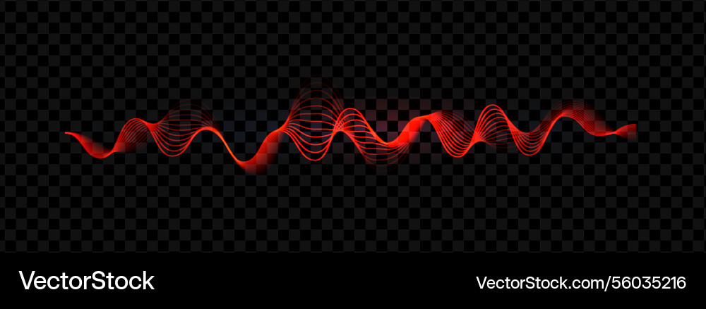 Red glowing waveform with dynamic curved lines vector image