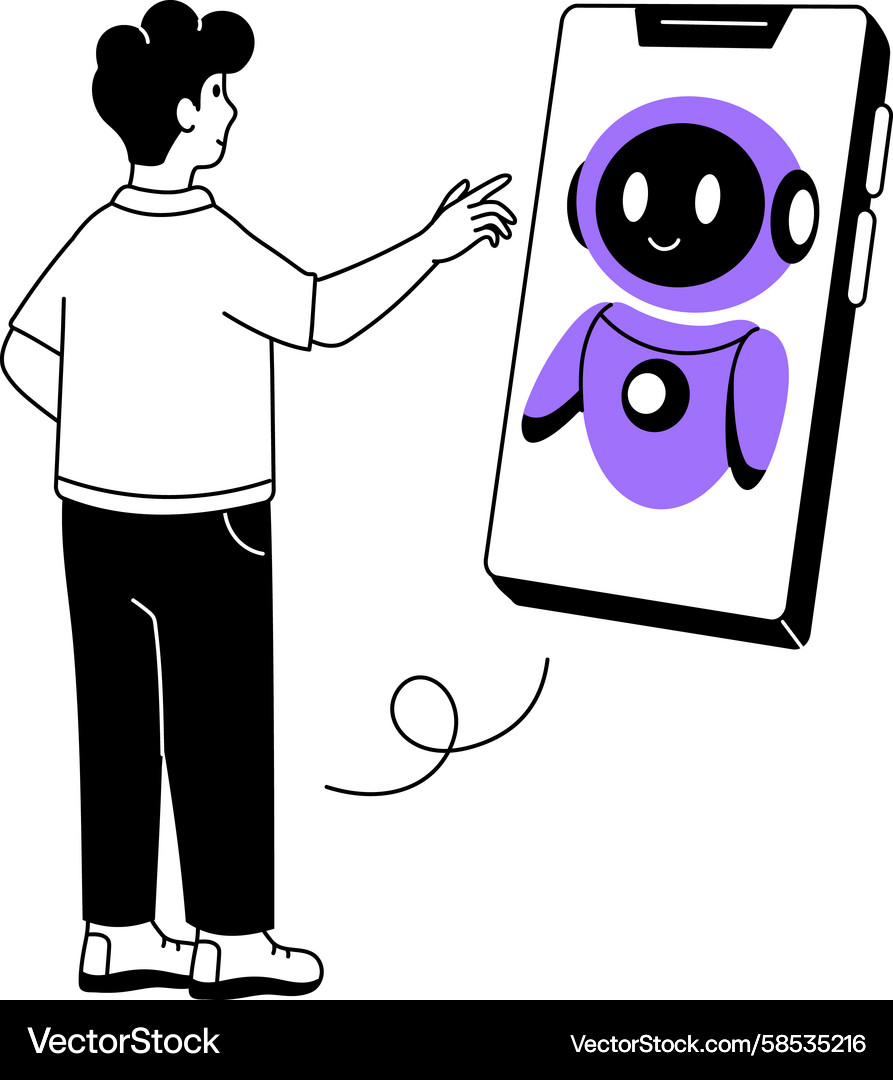 Robot Assistant Concept Vector Image
