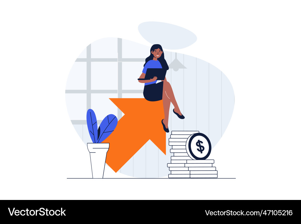 Sales performance web concept with character scene Sales performance web concept with character scene vector image