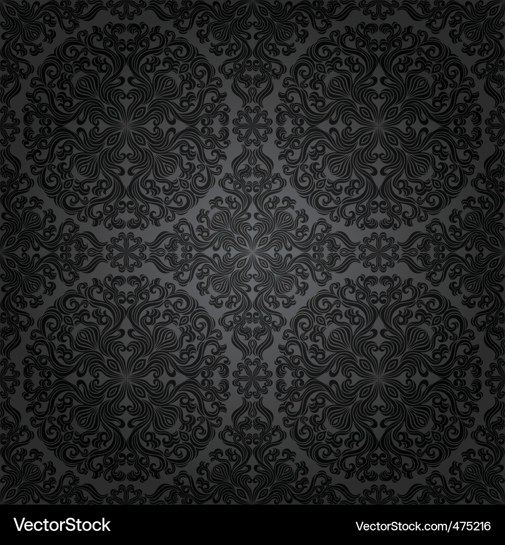 Schwarze Blumen Damask Muster Vektorbild