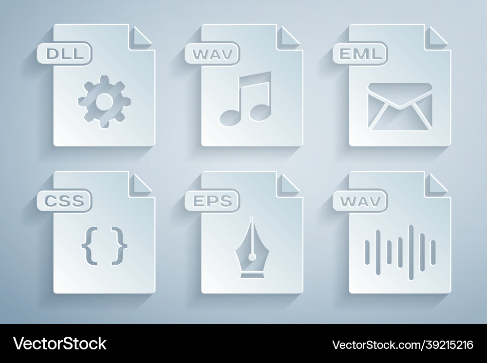 Set eps file document eml css wav and dll icon Set eps file document eml css wav and dll icon Vector Image