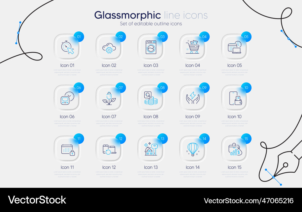 Set of safe energy inspect and timer line icons Set of safe energy inspect and timer line icons Vector Image