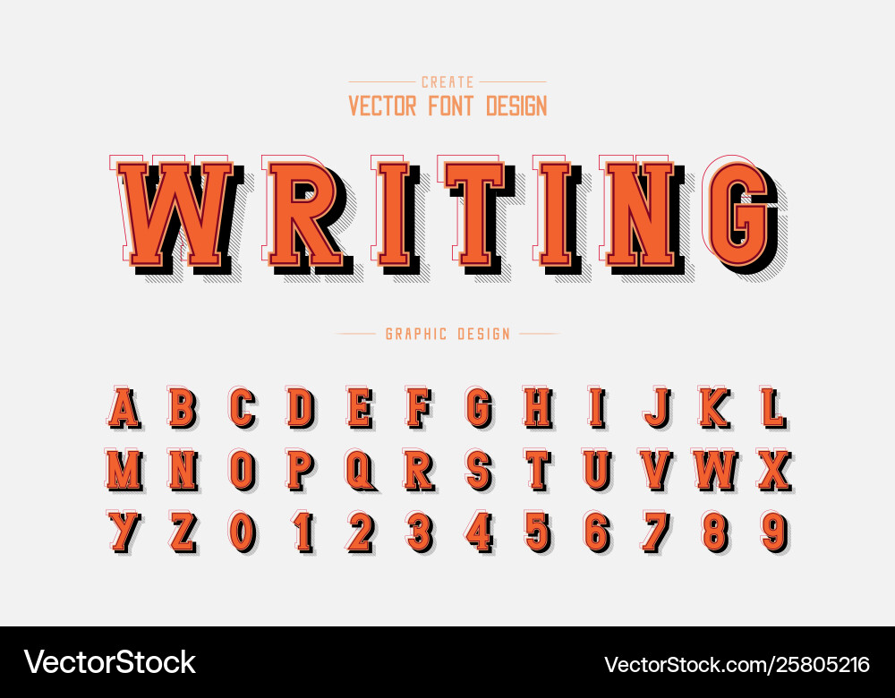 Shadow and line font alphabet writing style Vector Image