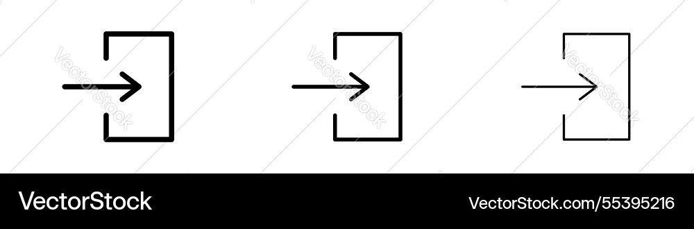 Sign out icons in three different stroke lines Vector Image