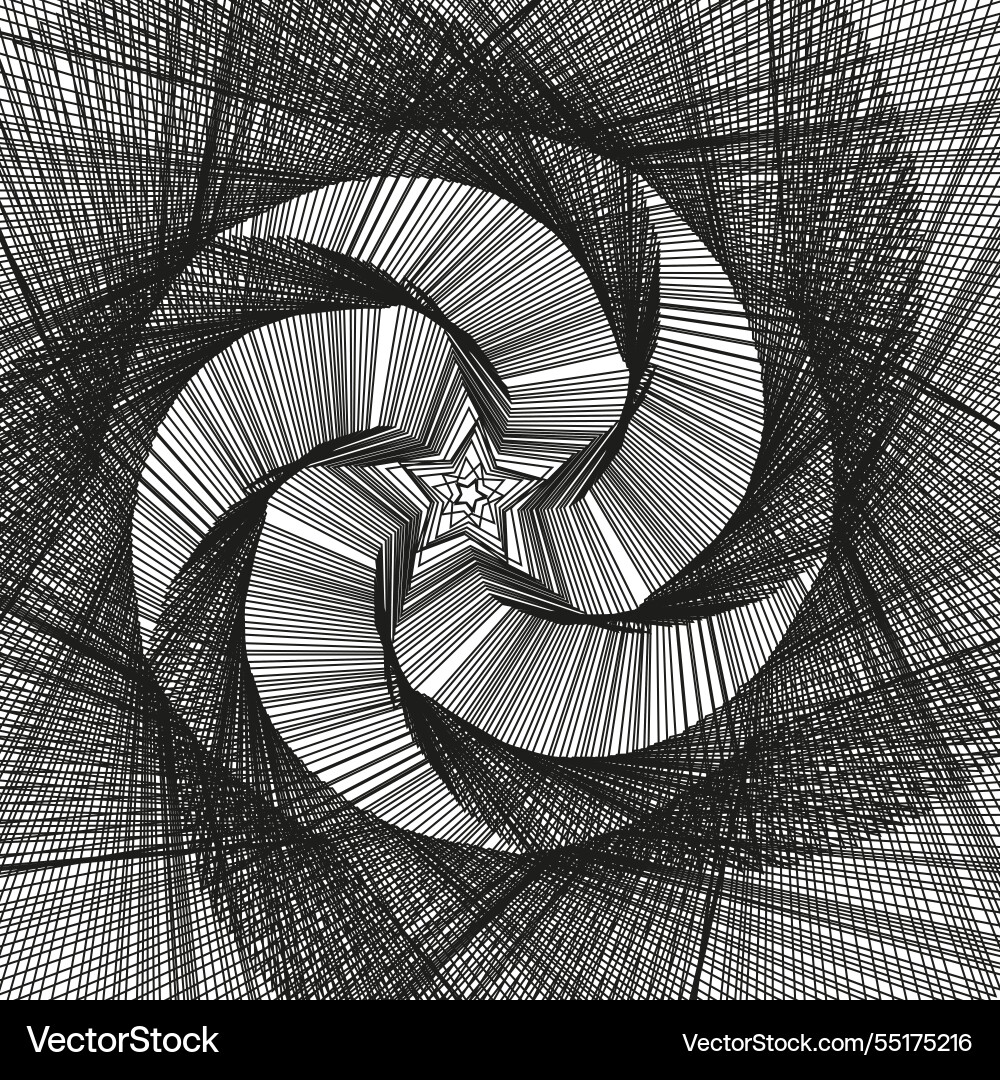 Star swirl pattern abstract line form radial vector image