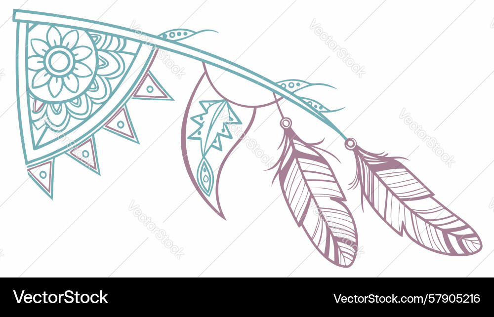 Stylized feather border with geometric patterns Vector Image