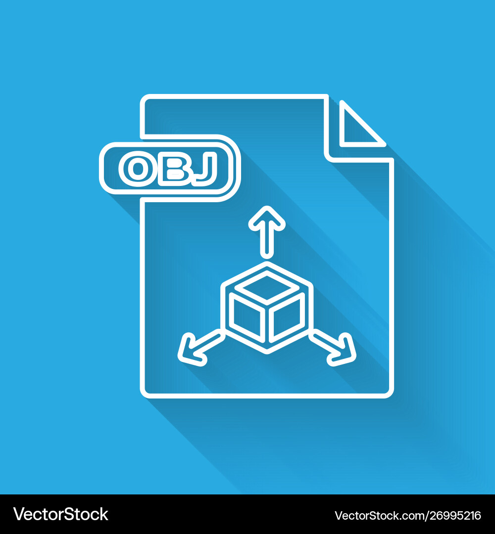 White line obj file document download button White line obj file document download button vector image