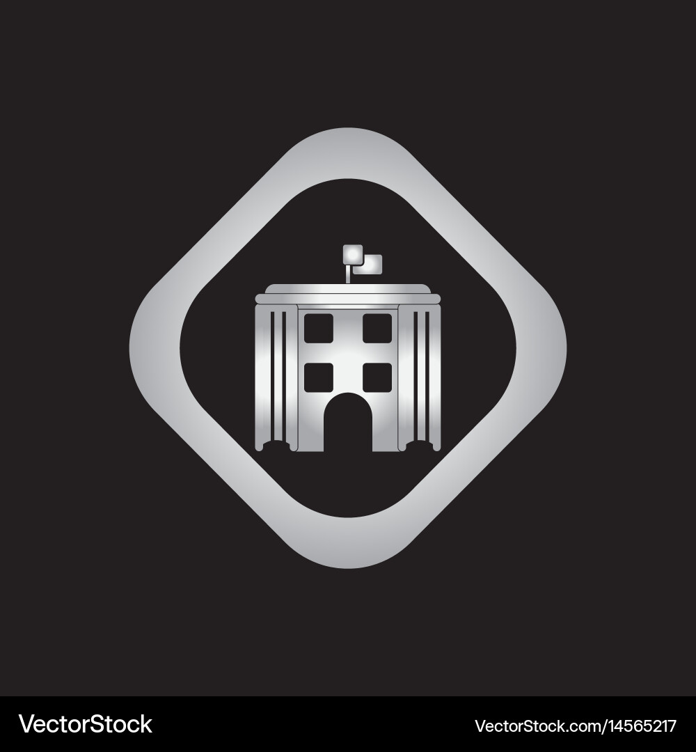 Architecture building and columns with flag Vector Image