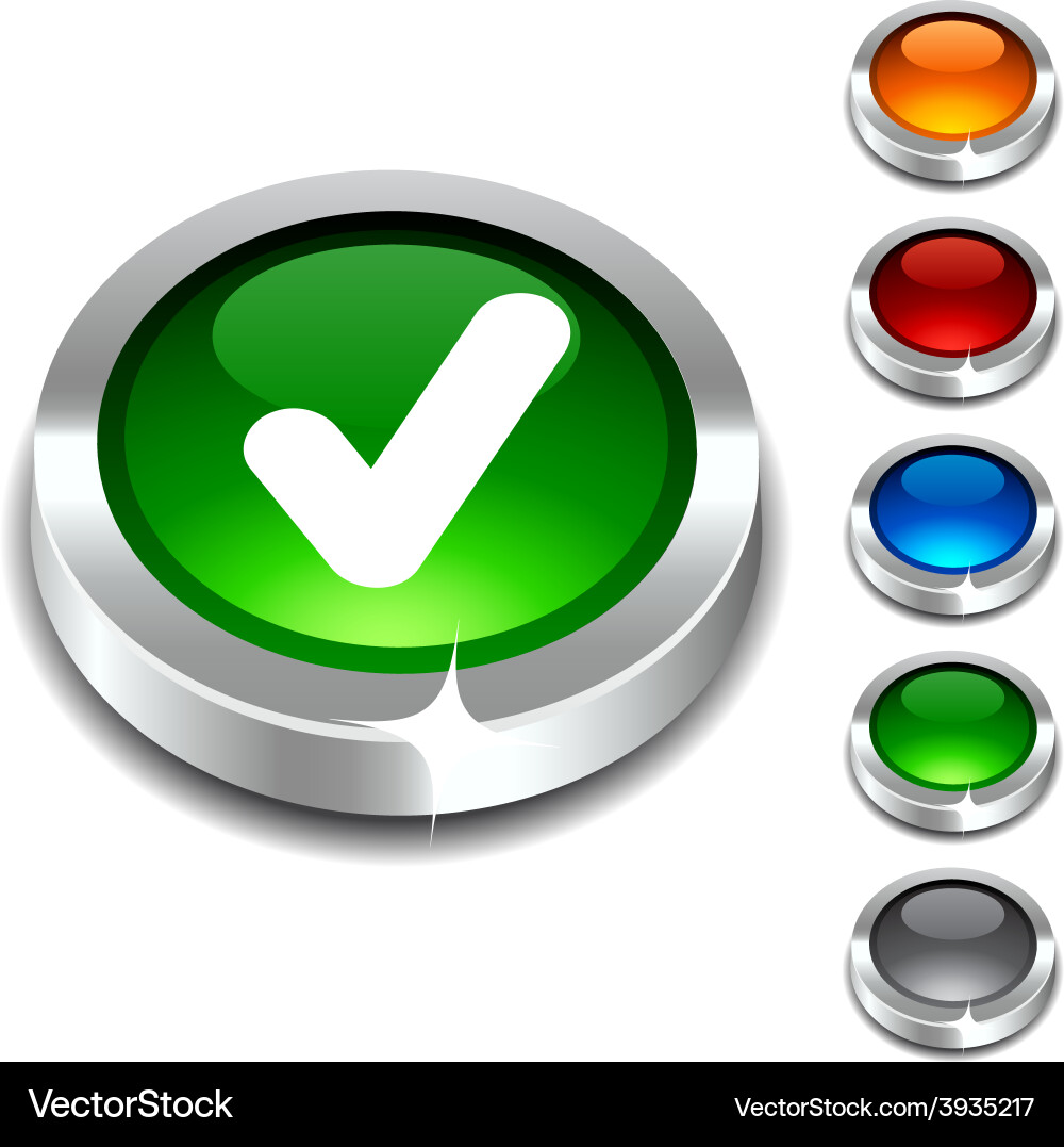 Check 3d button Vector Image