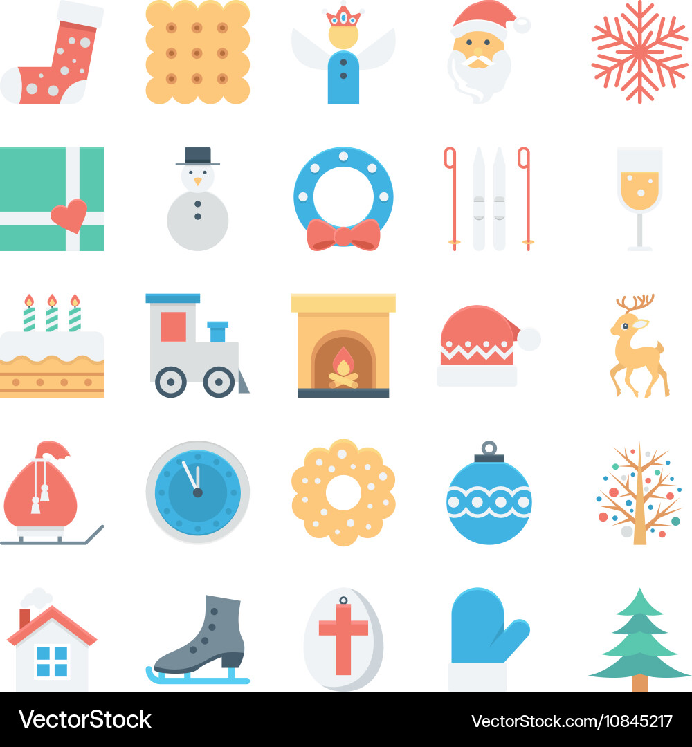 Christmas and easter colored icons 3 Vector Image