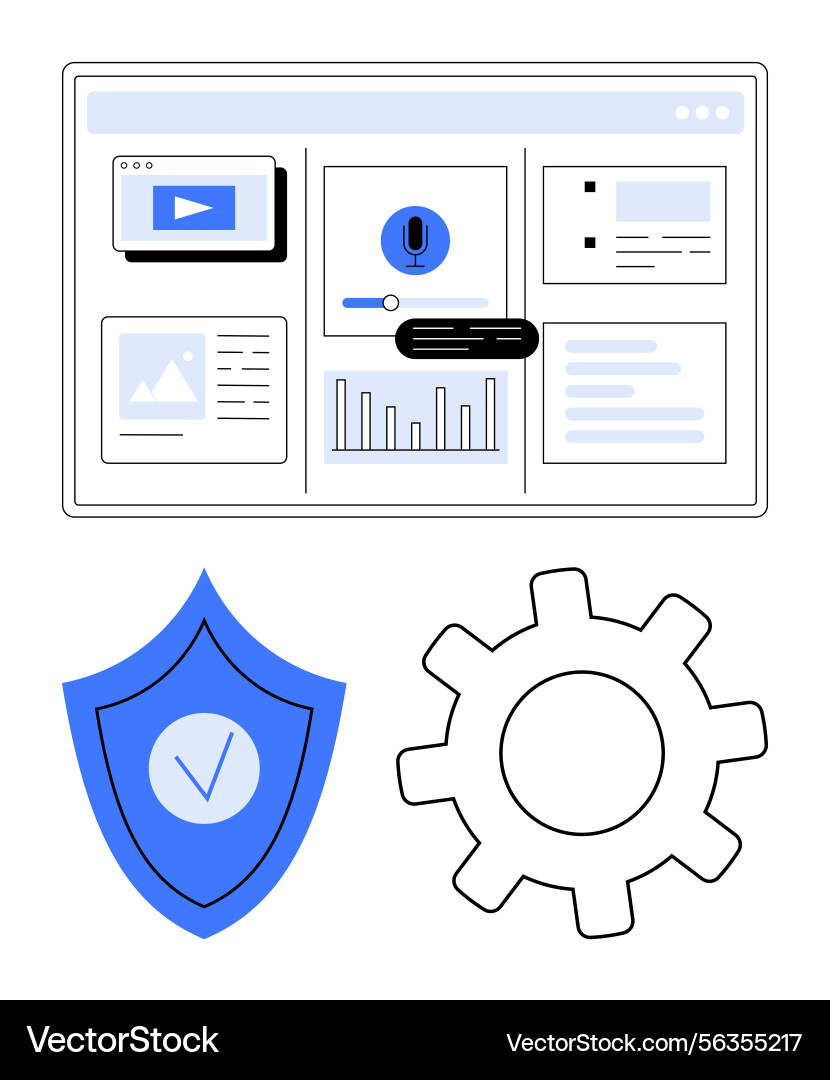 Dashboard with analytics audio interface video Dashboard with analytics audio interface video vector image