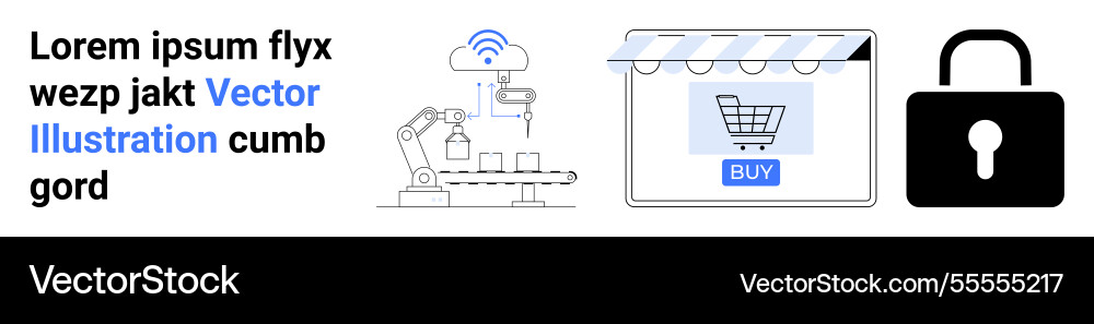 E-commerce automation with robotic production E-commerce automation with robotic production vector image