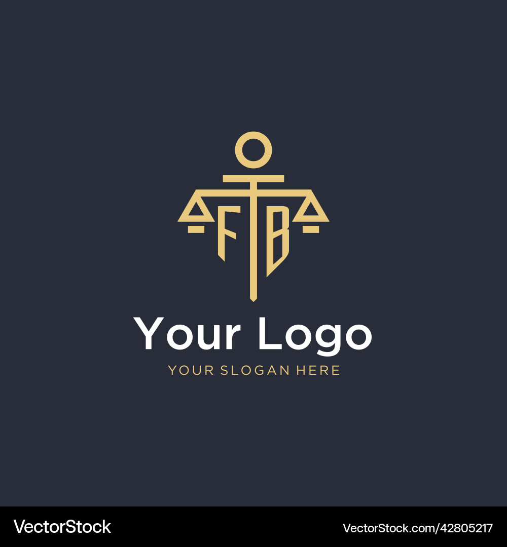 Fb initial monogram logo with scale and pillar Vector Image