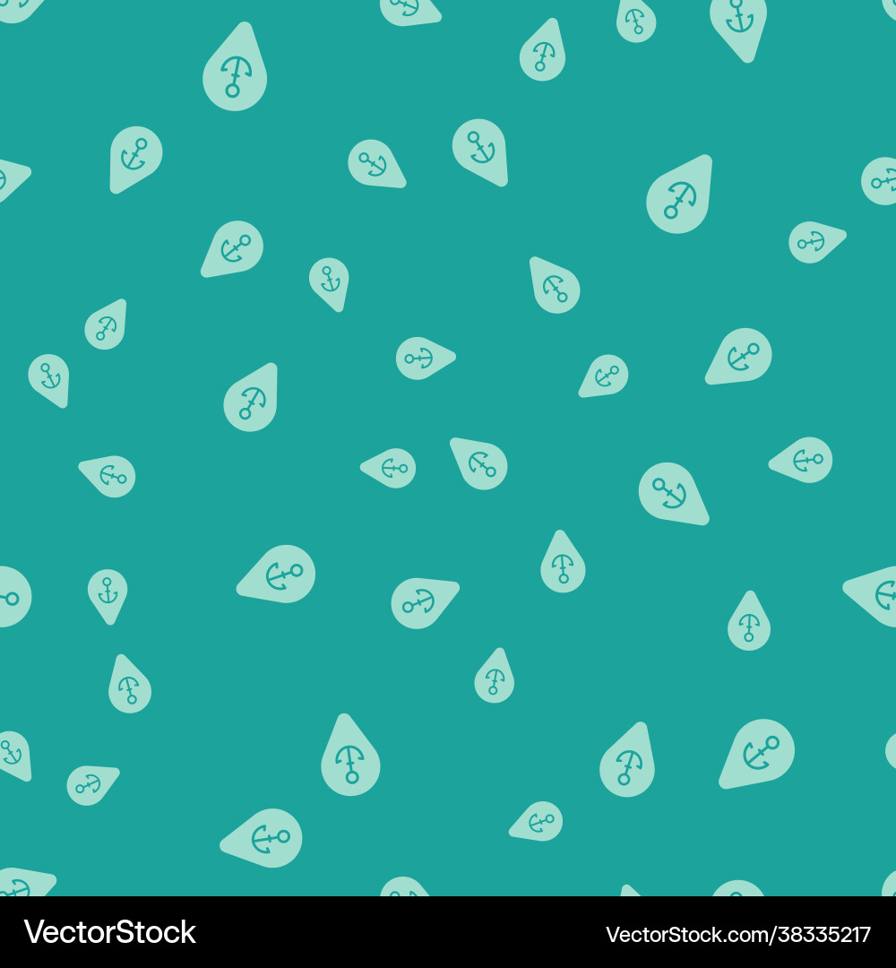 Green map pointer with anchor icon isolated Vector Image