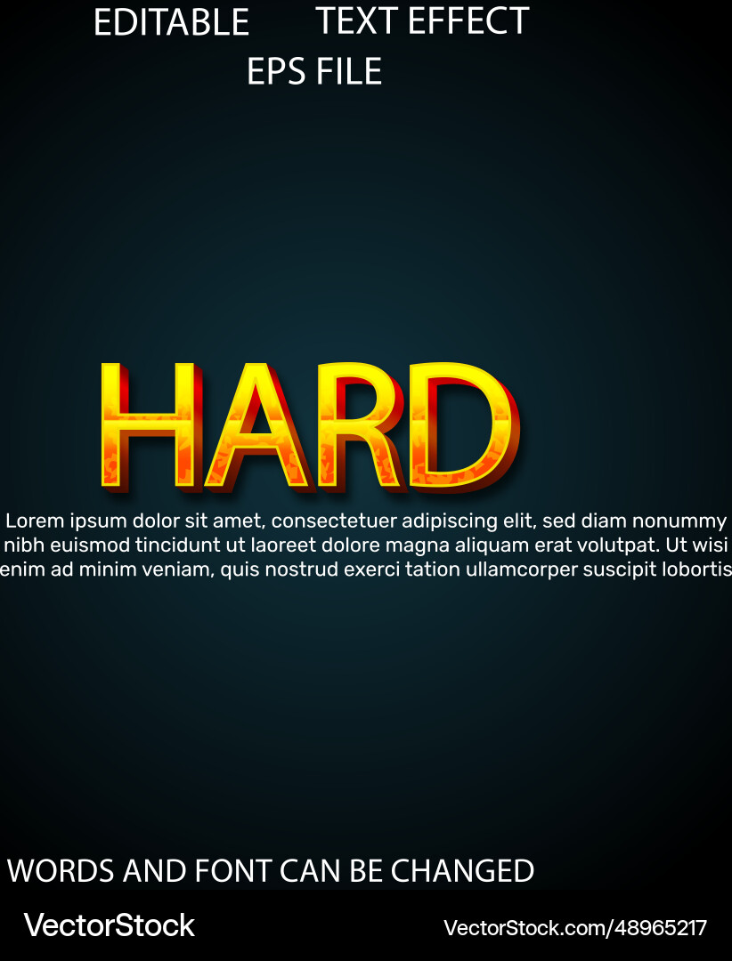 Hard text effect font editable typography 3d Hard text effect font editable typography 3d vector image