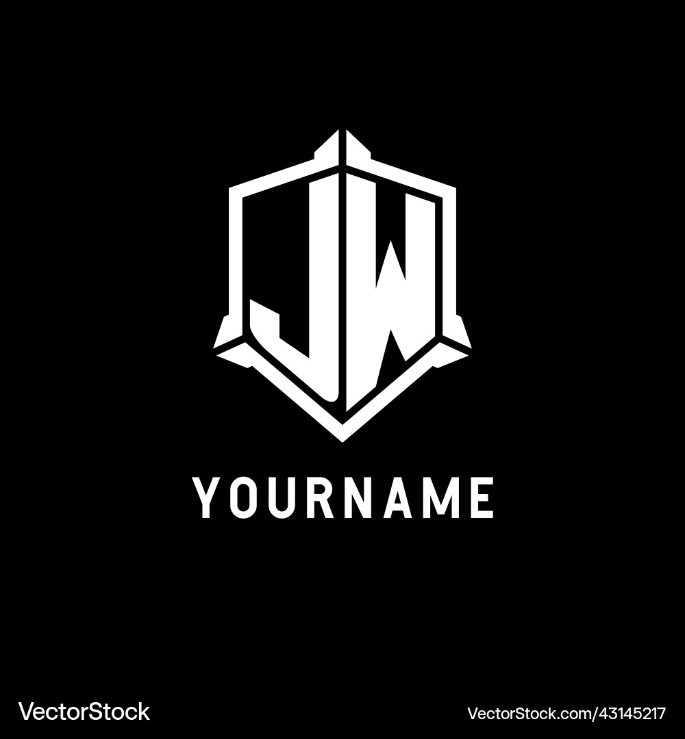 Jw logo initial with shield shape design style Jw logo initial with shield shape design style Vector Image