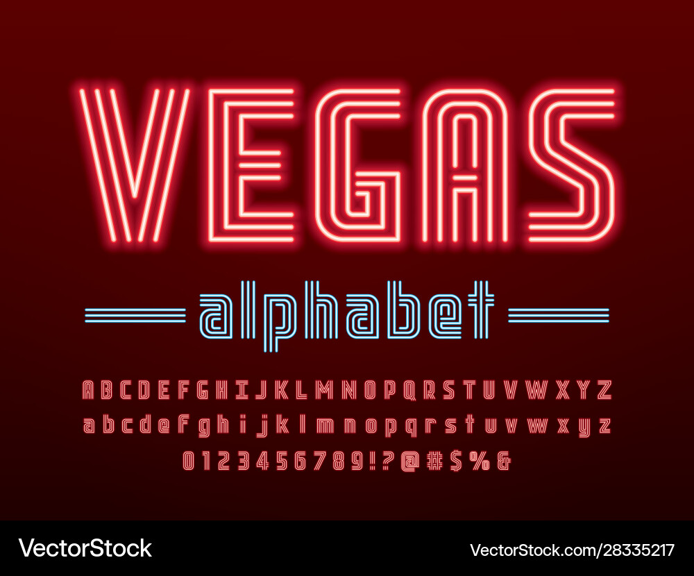 Neon font Neon font vector image