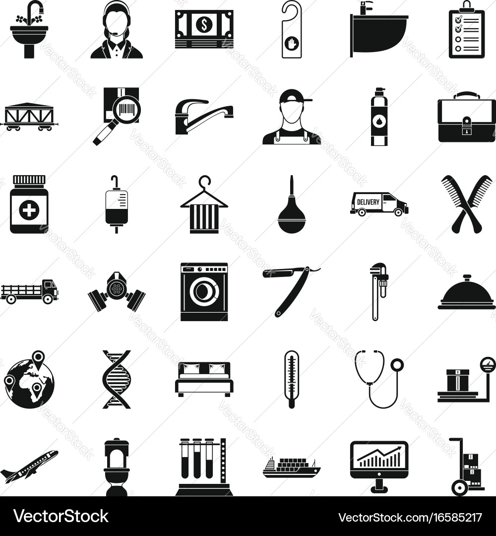 Occupation icons set simple style vector image
