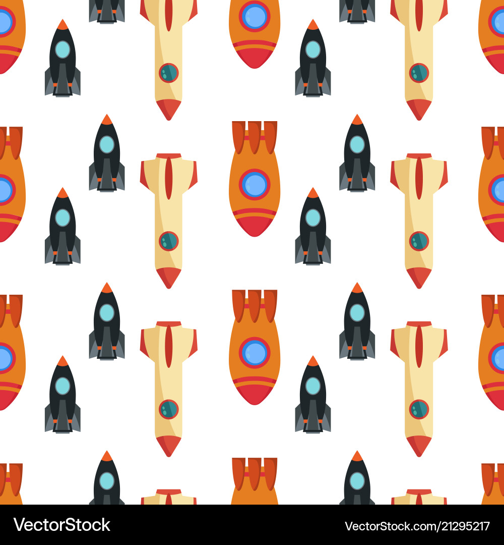 Seamless pattern with space rocket Vector Image