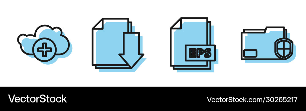 Set line eps file document add cloud Vector Image