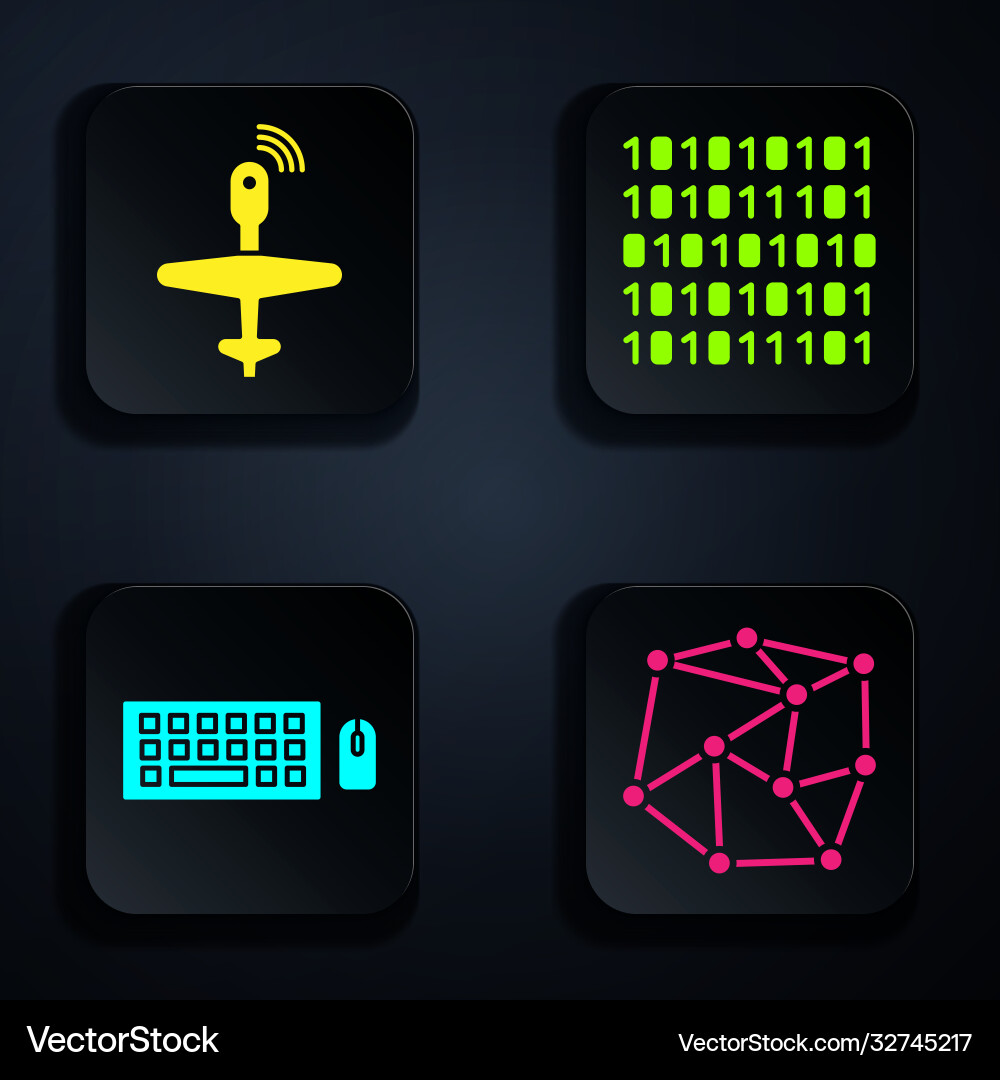 Set neural network uav drone keyboard and mouse Set neural network uav drone keyboard and mouse vector image