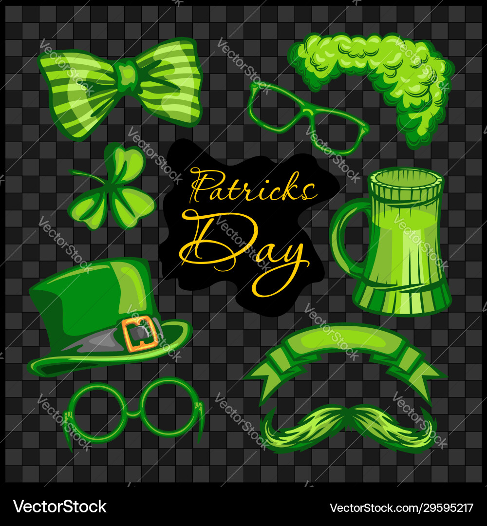 Set st patricks day - elements objects icons vector image