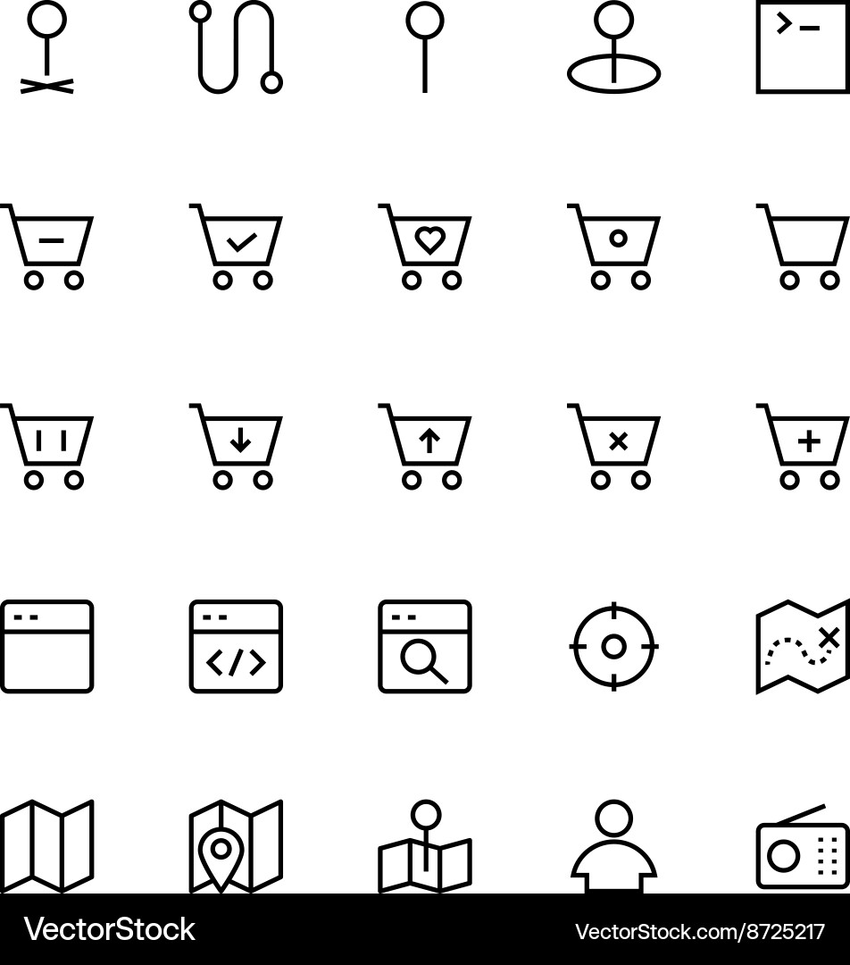 User Interface Line Icons - Shopping & Navigation Vector Image