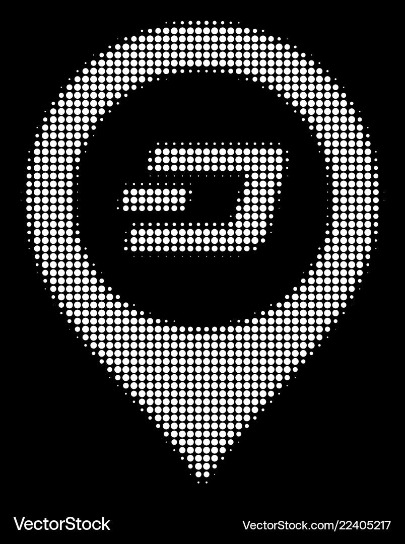 White halftone dash map pointer icon Vector Image