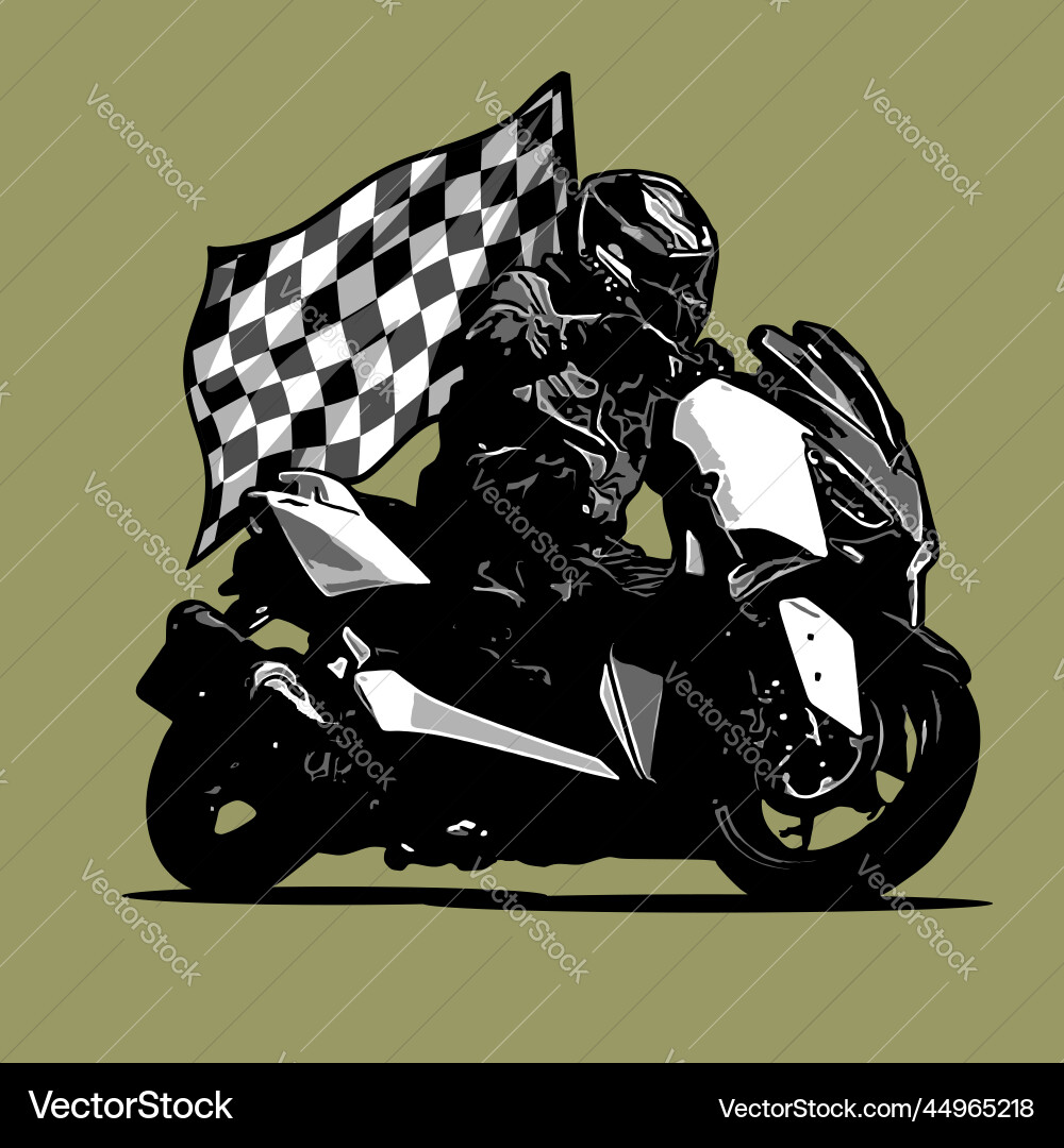 Big automatic scooter with checkered flag Big automatic scooter with checkered flag vector image