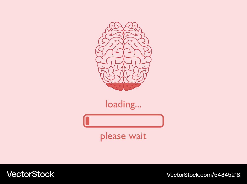 Brain loading please wait Vector Image