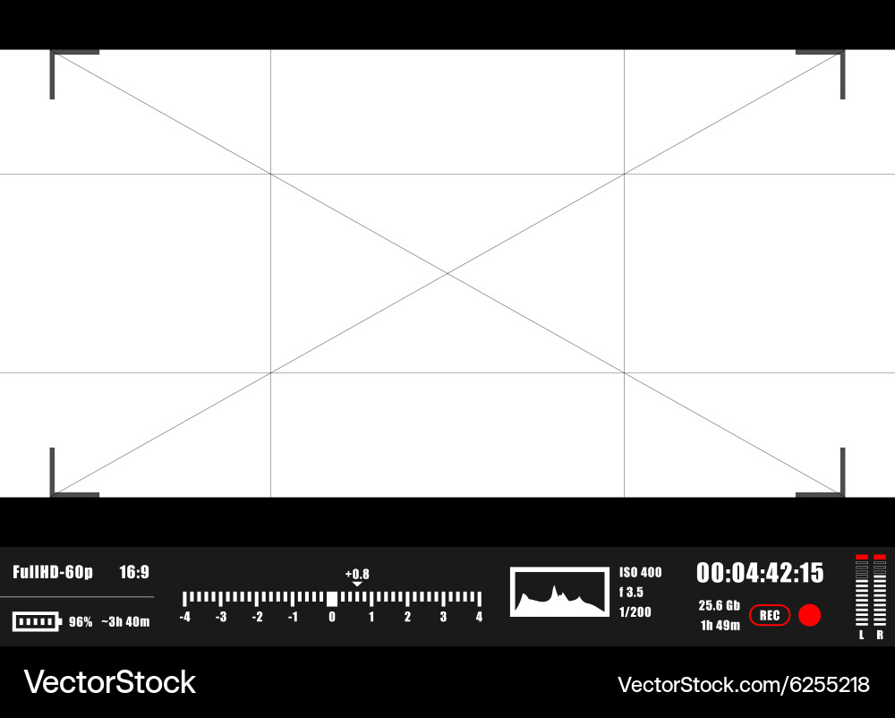 Camera viewfinder rec background focusing vector image