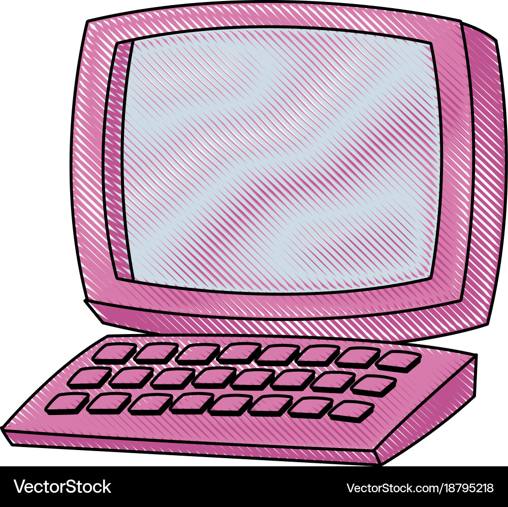 Computer with keyboard vector image